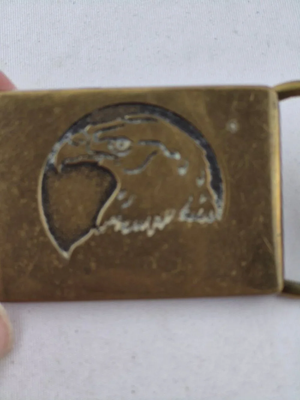 Vintage BTS Brass Belt Buckle Eagle Head Made in USA 1983 Patina Patriotic Retro